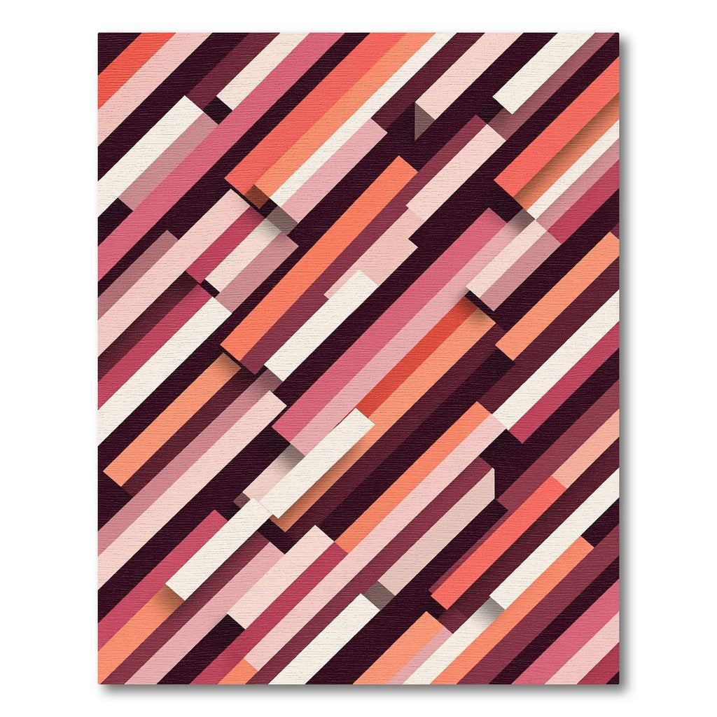 Modern Abstract Coral Geometric Stripe Rug