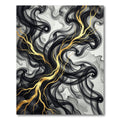 Black Smoked Ink with Golden Branches Rug