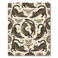 Whimsical Brown Tabby Cat Earthy Medallion Rug