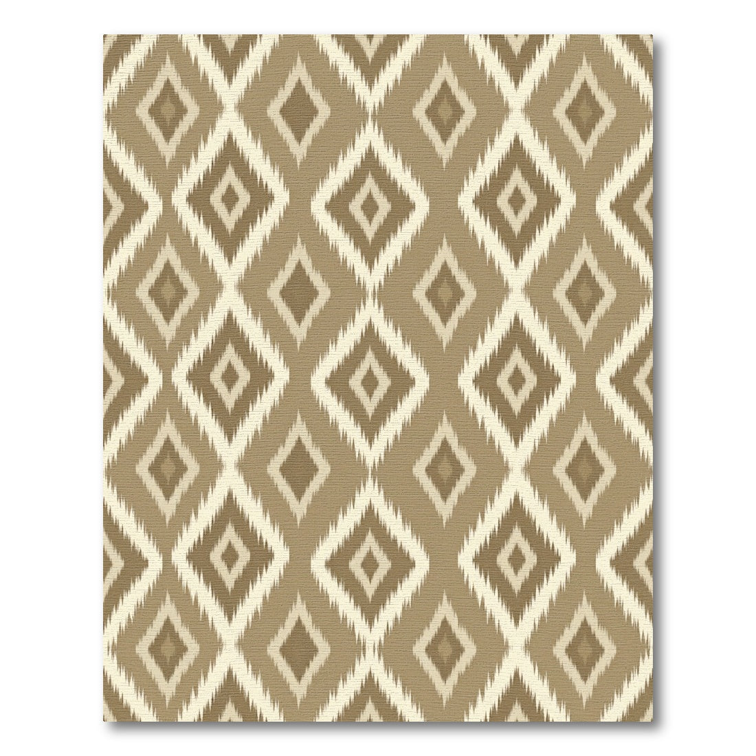 Neutral Earthy Tone Ikat Diamond Rug