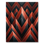 Crimson Black Geometric Chevron Abstraction Rug