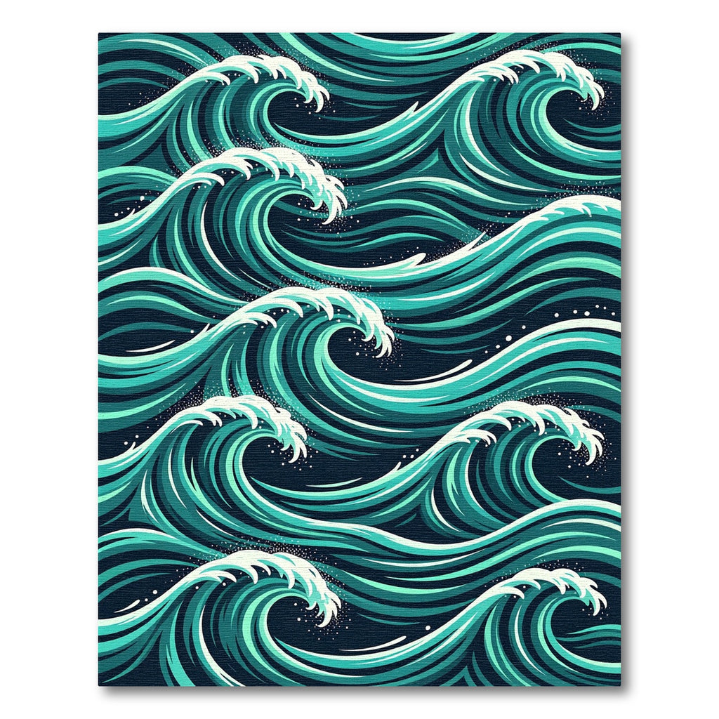 Oceanic Teal Abstract Swirling Wave Rug
