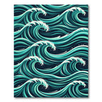 Oceanic Teal Abstract Swirling Wave Rug