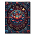 Crimson Blue Lotus Celestial Mandala Rug