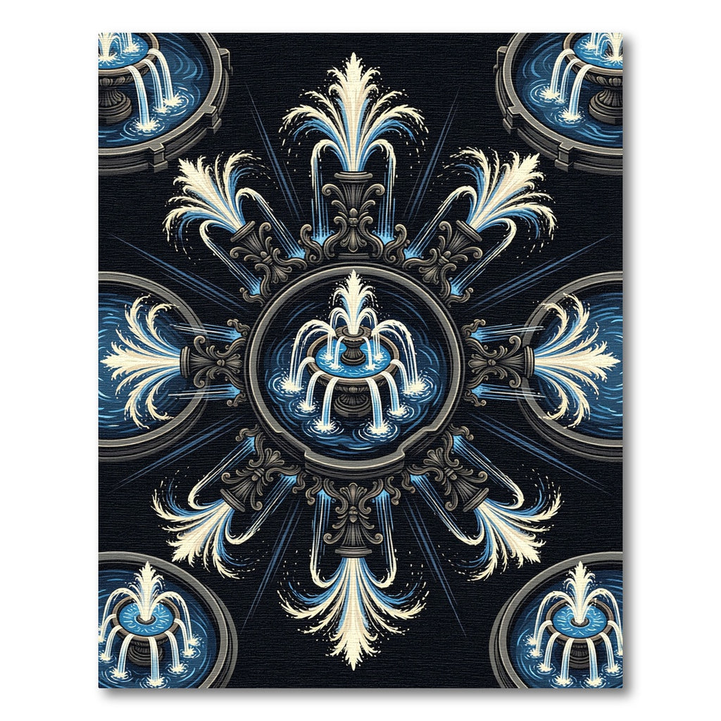 Ornamental Blue Fountain Radiant Symmetry Rug