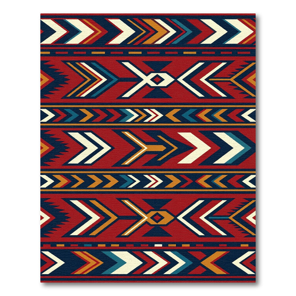 Bold Red Geometric Arrow Talavera Rug