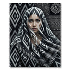 Tribal Black White Geometric Diamond Rug