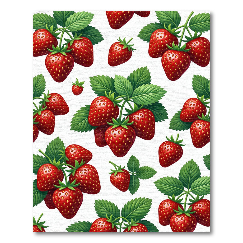 Vibrant Red Strawberry Botanical Folk Art Rug