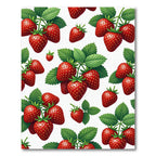 Vibrant Red Strawberry Botanical Folk Art Rug
