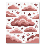 Whimsical Dusty Rose Cloud Starry Sky Rug