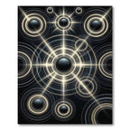 Radiant Black Gold Concentric Circles Rug