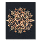Golden Peach Floral Mandala Radial Design Rug