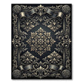 Ornate Antique Gold Floral Scroll Rug