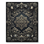 Ornate Antique Gold Floral Scroll Rug
