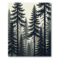 Monochromatic Evergreen Forest Silhouette Tapestry Rug