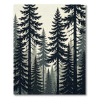Monochromatic Evergreen Forest Silhouette Tapestry Rug