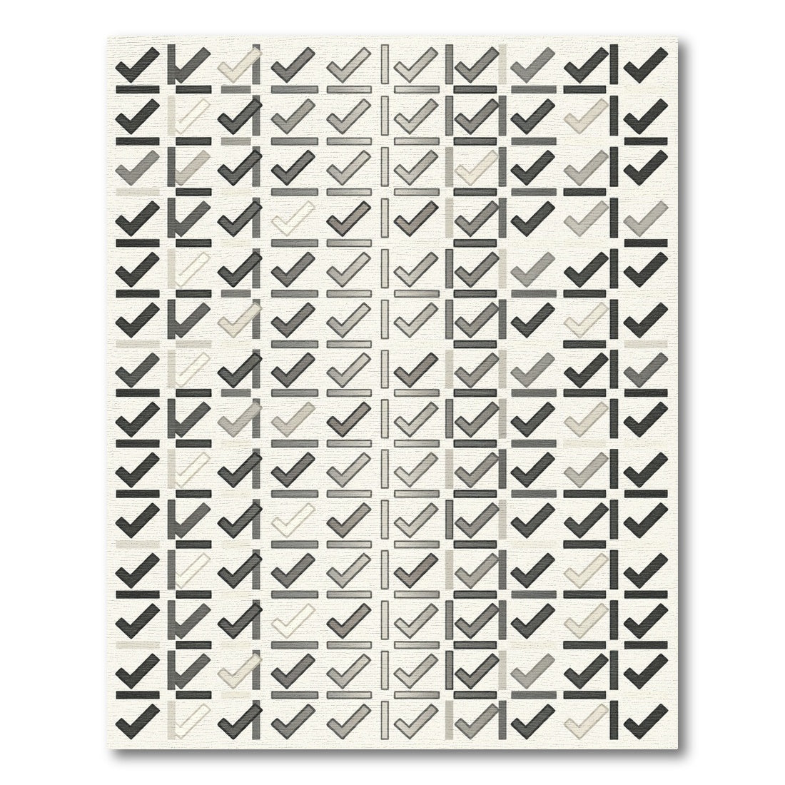 Neutral Tones Checkered Grid Rug