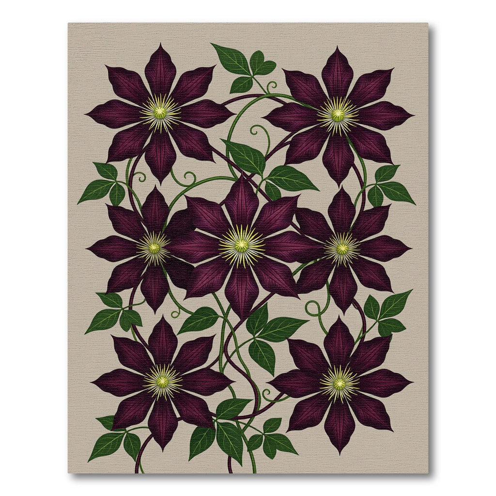 Elegant Deep Purple Clematis Floral Rug