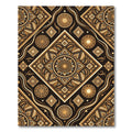 Gold Mandala Geometric Diamond Medallion Rug