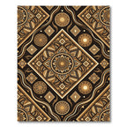 Gold Mandala Geometric Diamond Medallion Rug