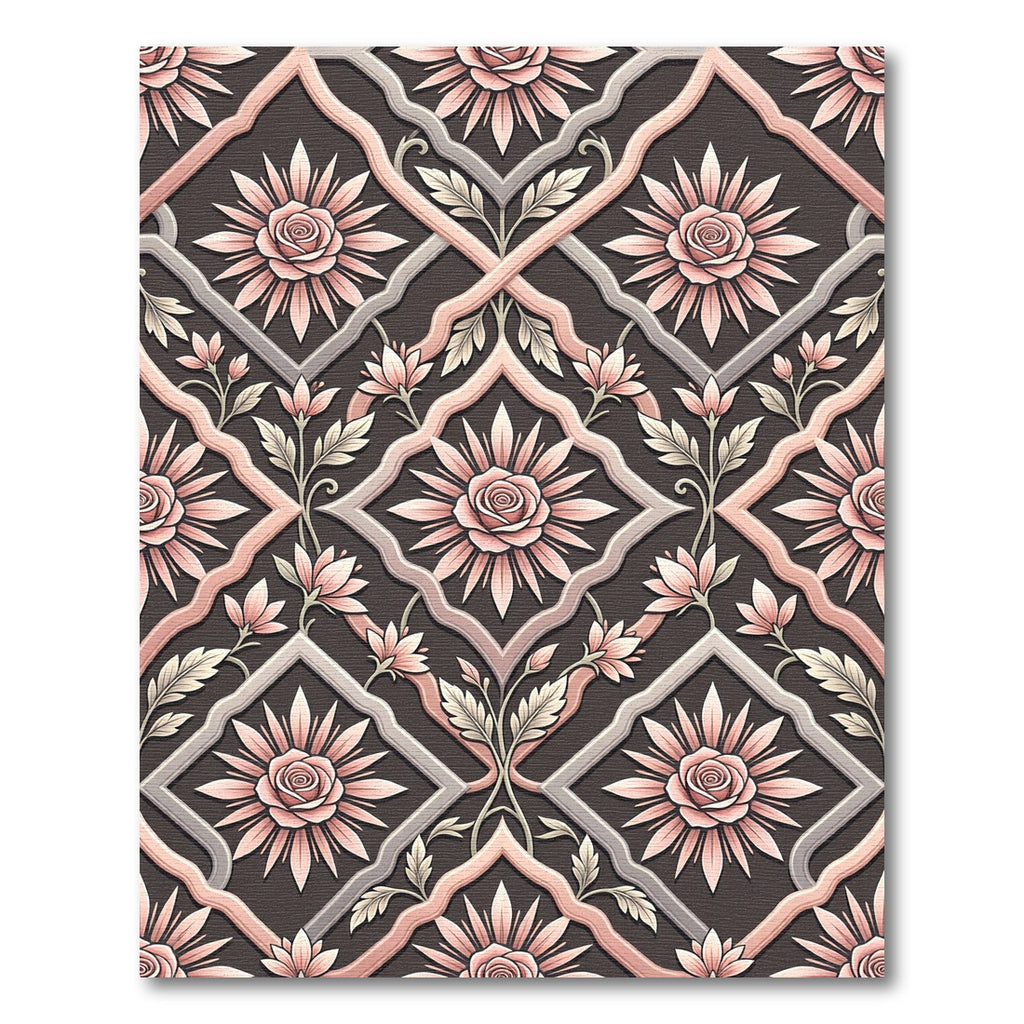 Rose Blossom Lattice Rose Garden Rug