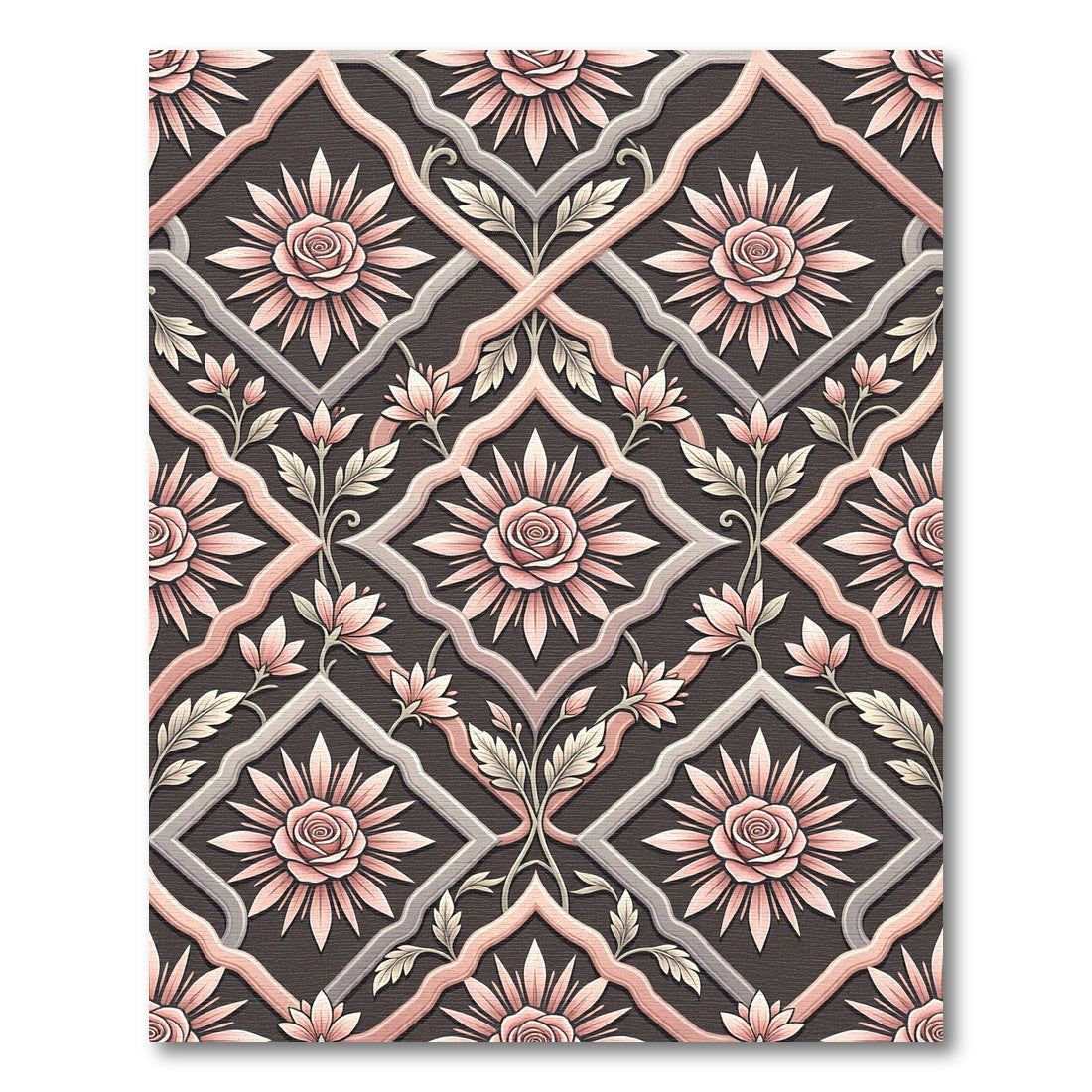 Rose Blossom Lattice Rose Garden Rug