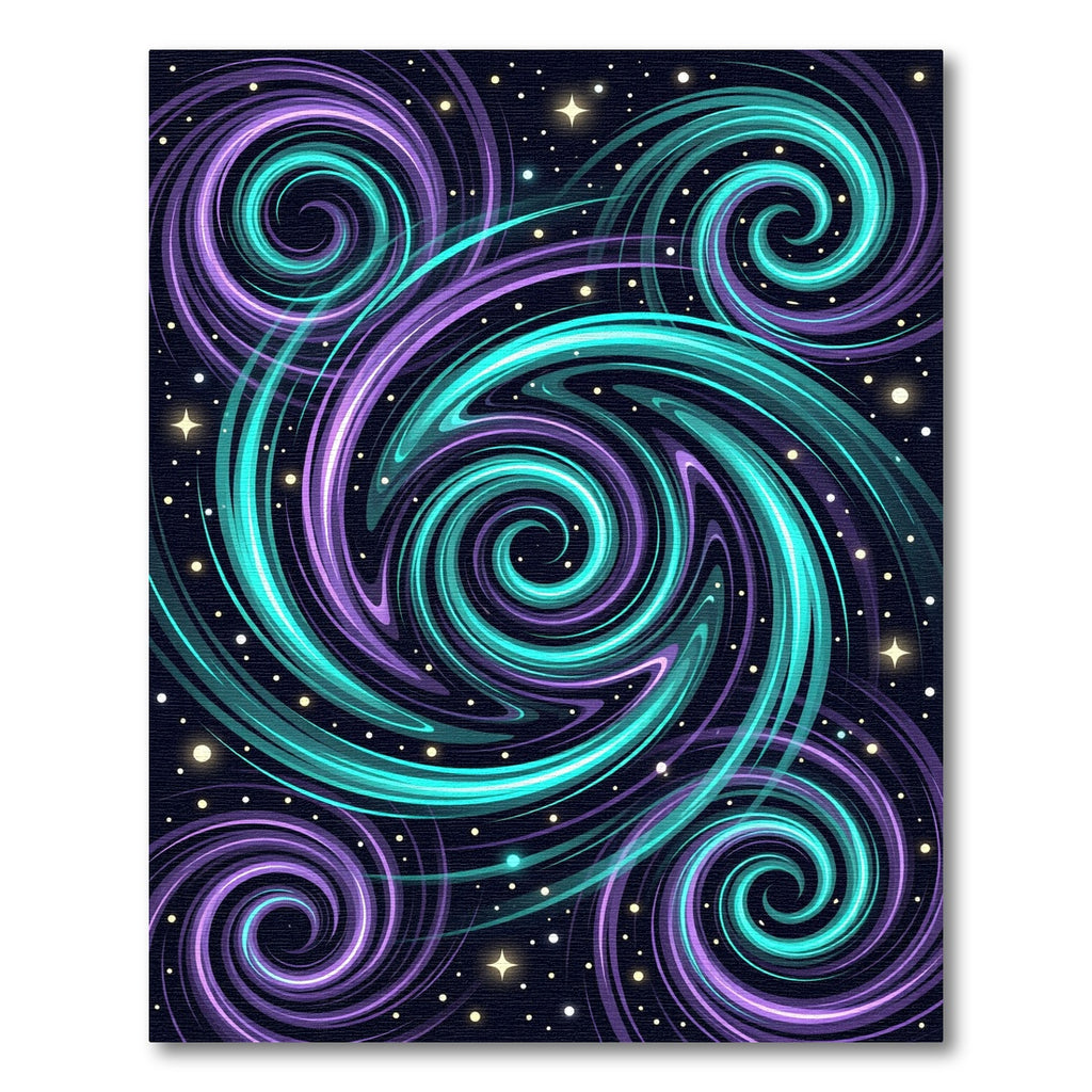 Cosmic Teal and Purple Nebula Swirl Rug