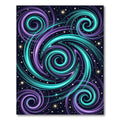 Cosmic Teal and Purple Nebula Swirl Rug