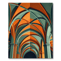 Gothic Vaulted Orange Teal Archway Rug
