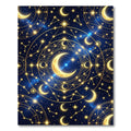 Celestial Gold Moon and Starry Sky Rug
