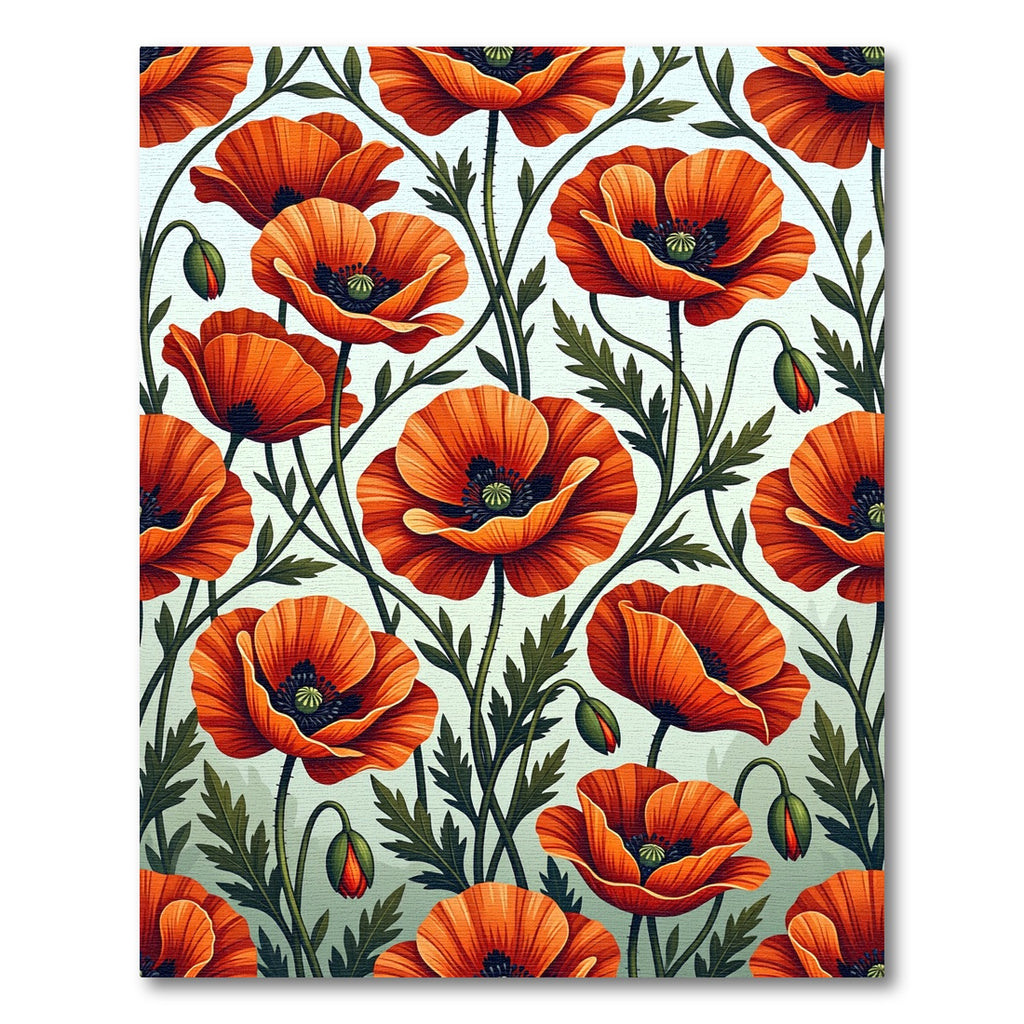 Vibrant Orange Poppy Botanical Garden Rug