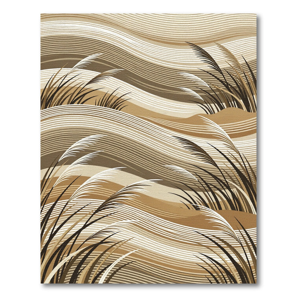 Earthy Beige Wavy Grass Abstract Rug