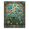 Elegant Teal Rose Botanical Garden Rug
