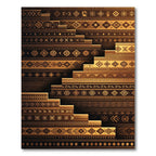 Golden Brown Ethnic Tribal Stairs Rug