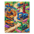 Vibrant Construction Site Isometric Illustration Rug