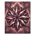 Burgundy Cream Starburst Paisley Mandala Rug