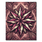 Burgundy Cream Starburst Paisley Mandala Rug