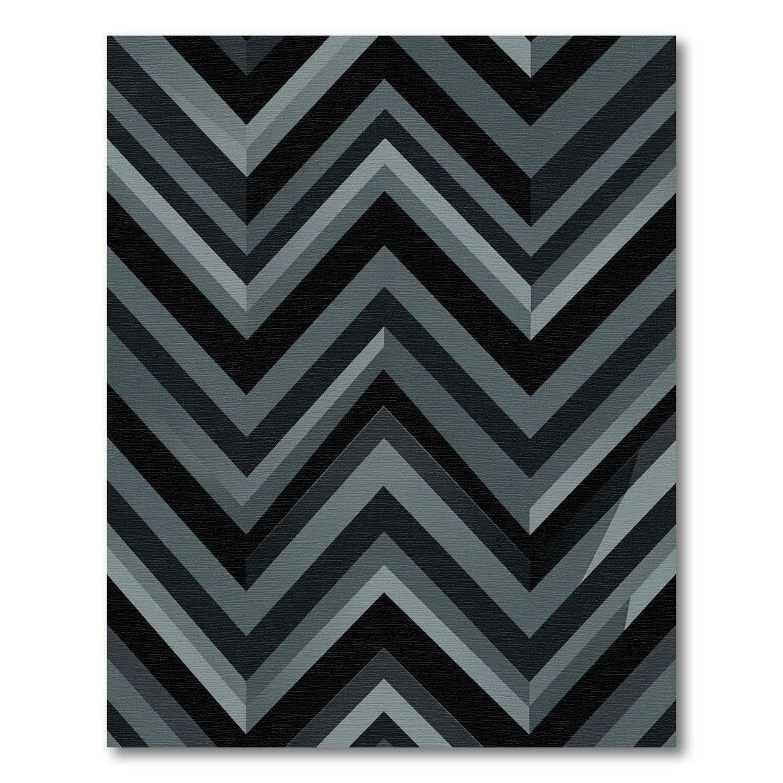 Modern Dark Gray Geometric Chevron Rug