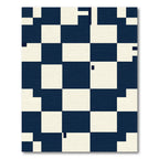 Minimalist Navy and Cream Grid Rug