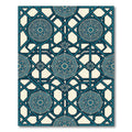 Teal Geometric Intertwined Floral Medallion Rug