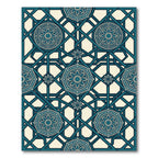 Teal Geometric Intertwined Floral Medallion Rug