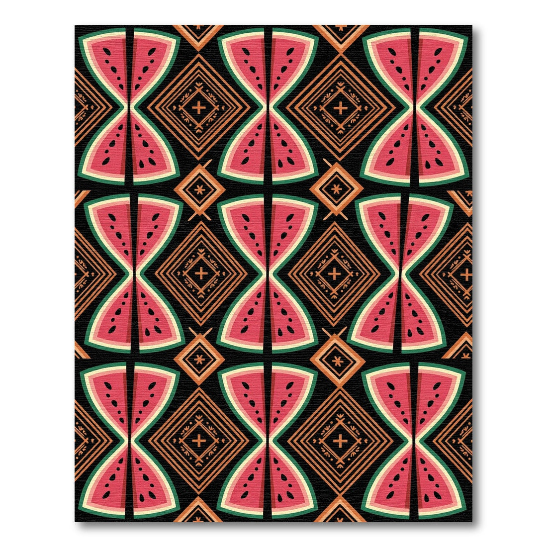 Retro Watermelon Geometric Tribal Rug