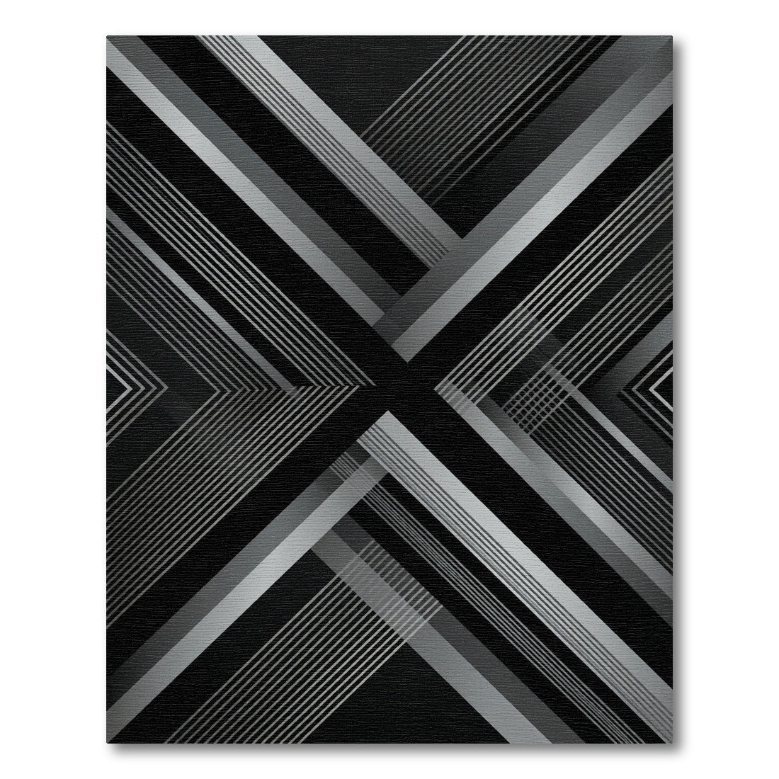 Monochrome Geometric Abstract Intersecting Lines Rug