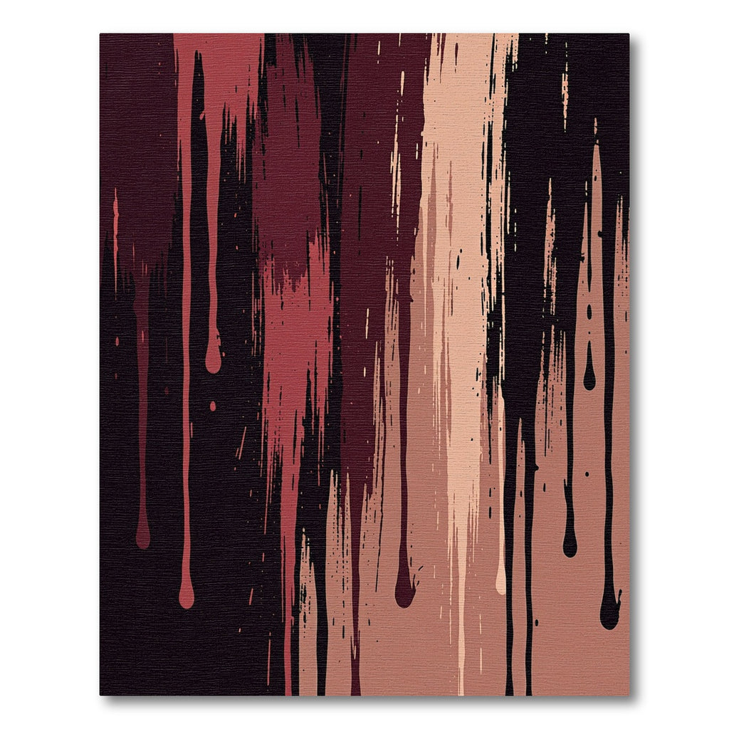 Black and Burgundy Vertical Drip Abstract Rug