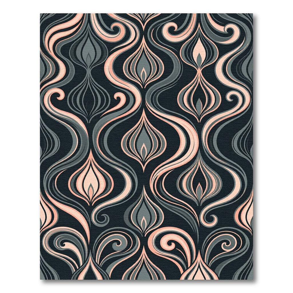 Elegant Peach and Charcoal Swirls Rug