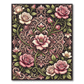 Elegant Blush Rose Floral Scrollwork Rug