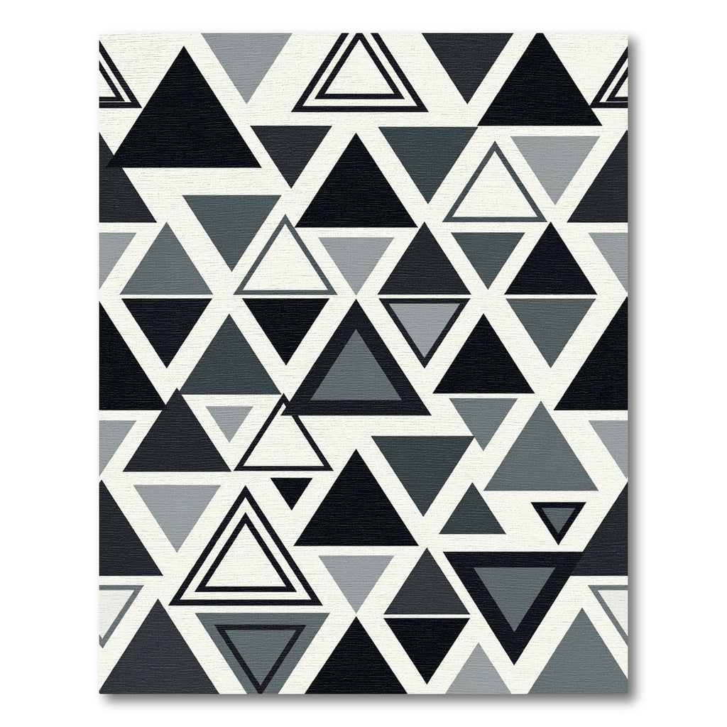 Black Gray Geometric Triangle Overlay Rug