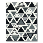 Black Gray Geometric Triangle Overlay Rug