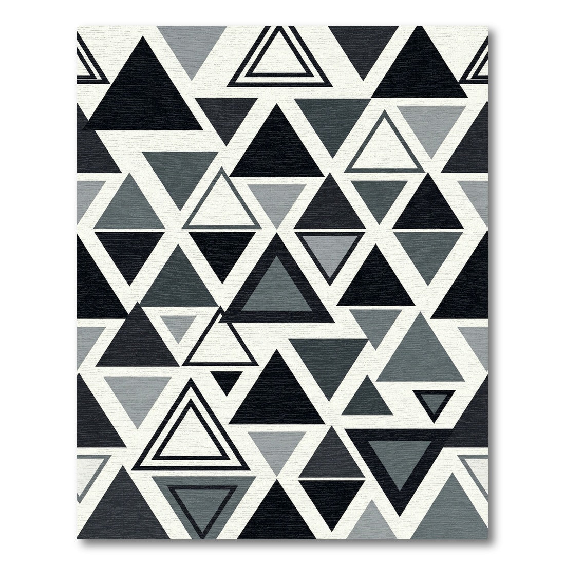 Black Gray Geometric Triangle Overlay Rug