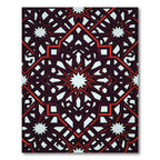 Crimson Geometric Star Intertwined Lattice Rug
